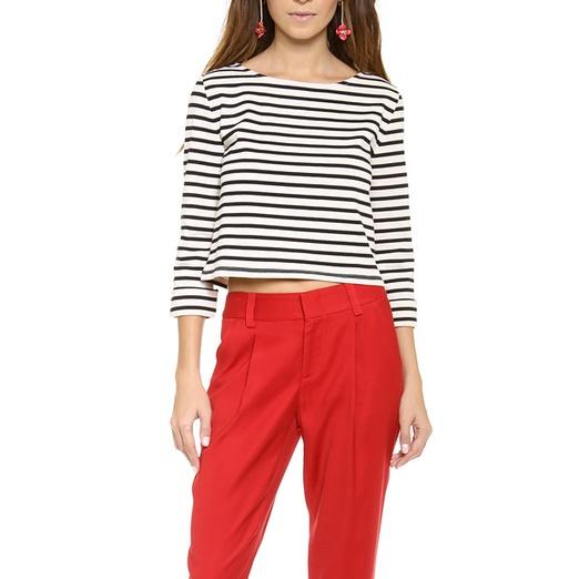alice + olivia Rolled Sleeve Boxy Crop Top