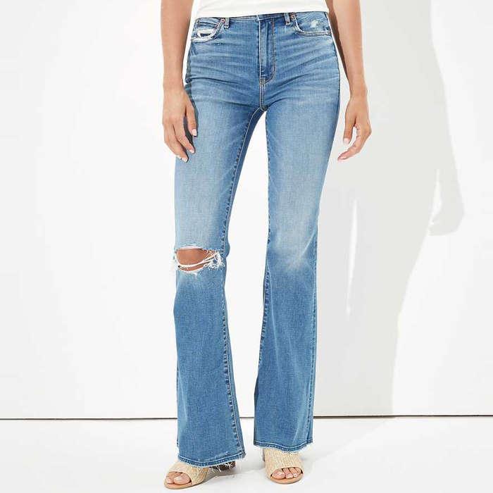 American Eagle Ripped Super High-Waisted Flare Jean
