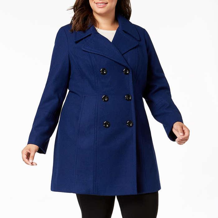 Anne Klein Plus Size Double-Breasted Peacoat