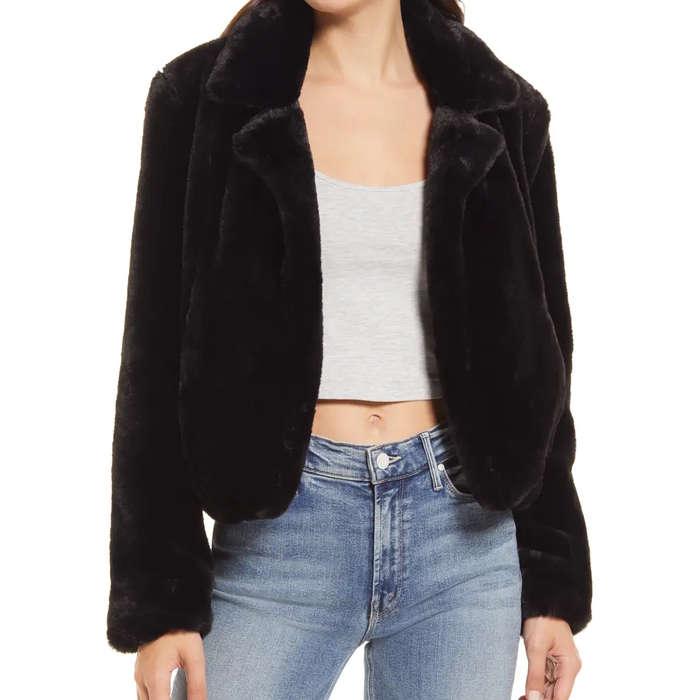 Blank NYC Cropped Faux Fur Jacket