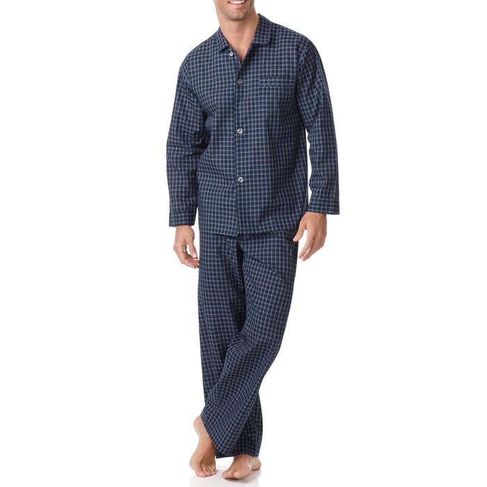 Club Room Navy Check Shirt and Pants Pajama Set