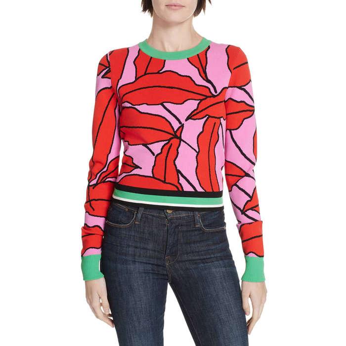 Diane von Furstenberg Paskavan Tropical Intarsia Sweater