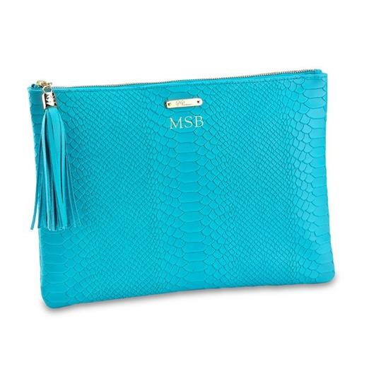 GiGi New York Personalized Python-Embossed Leather Clutch