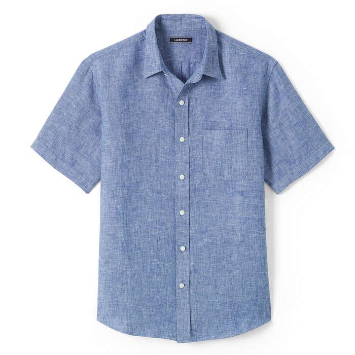 Lands' End Traditional Fit Short Sleeve Linen Shirt