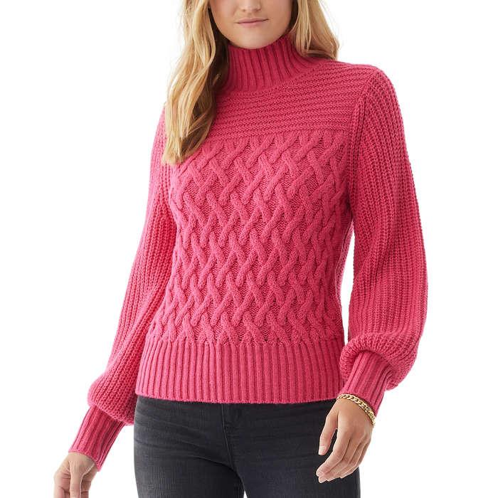 Scoop Cable Knit Turtleneck Sweater