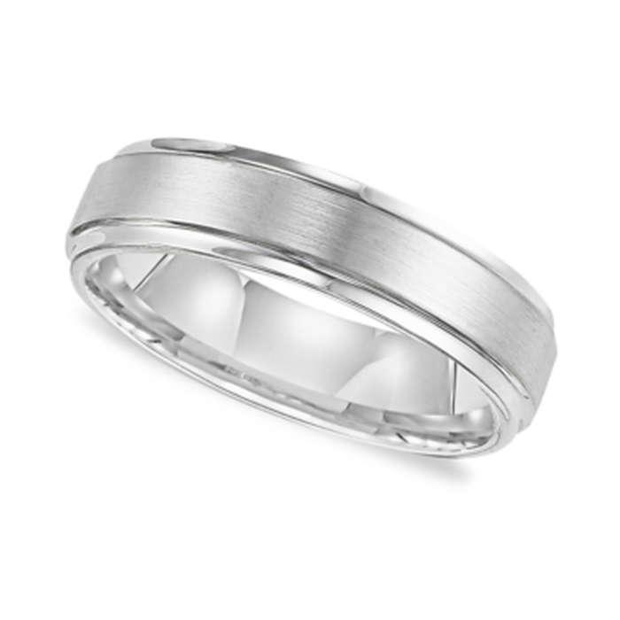 Triton White Tungsten Carbide Ring, Comfort Fit Wedding Band