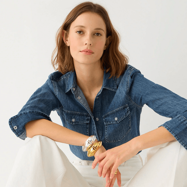 Blue jean sale shirt womens