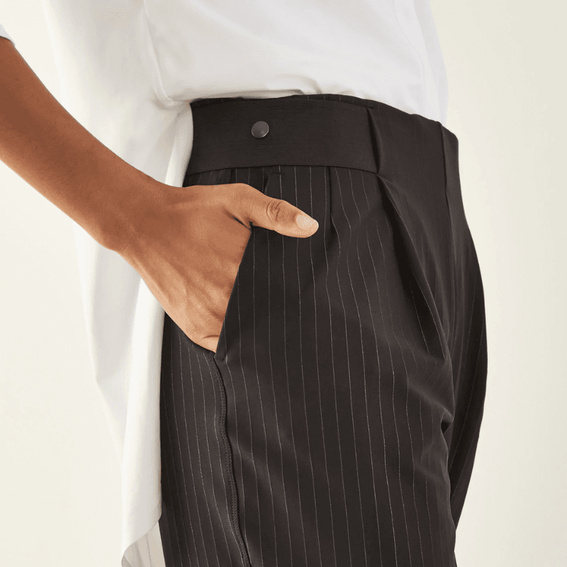 Pur-Suit of Chic Black Pinstripe Straight Leg Pants