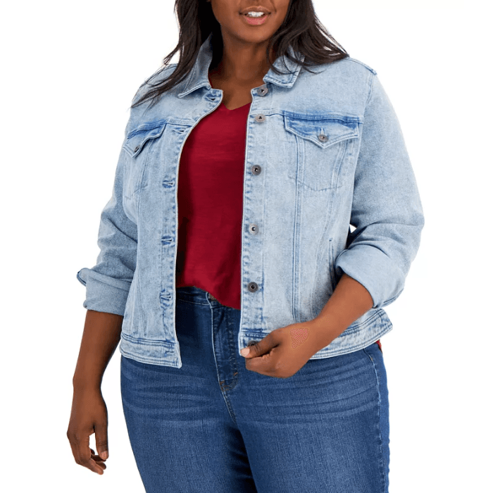 Macys plus size denim jacket shop