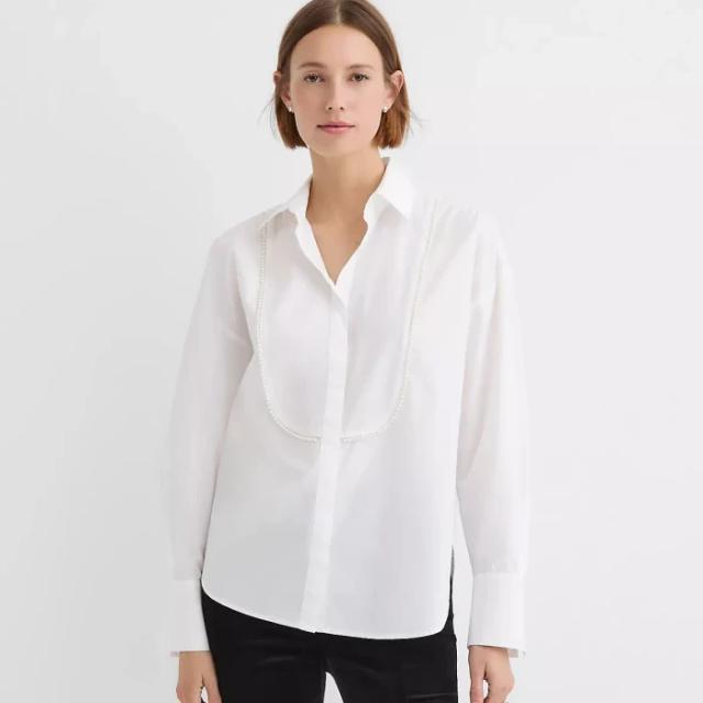 Loft Pearlized Bib Tuxedo Shirt