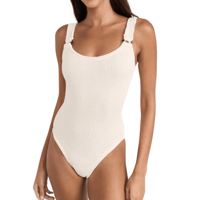 Pastel Green One Piece Swimsuit / Bodysuit in Crinkle Stretch