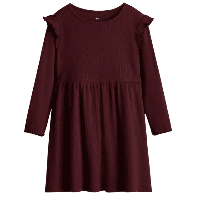 H&M Rib-Knit Dress with Ruffles