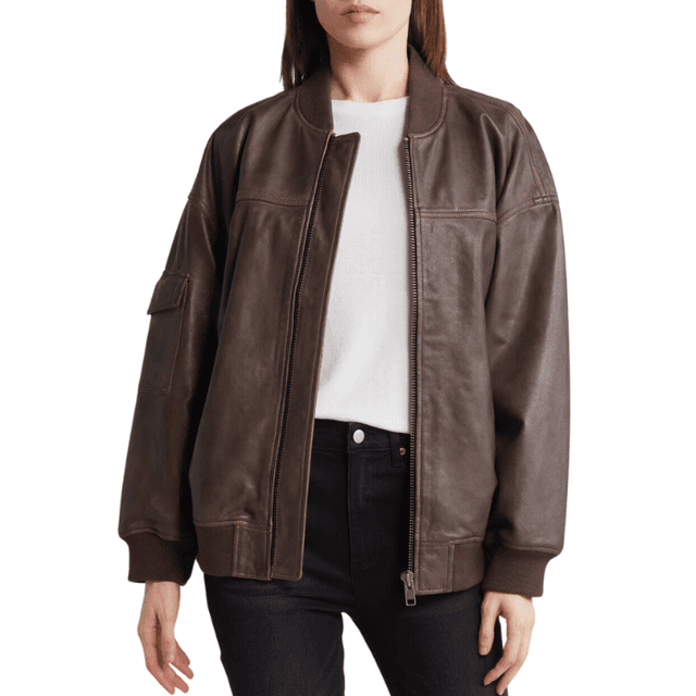 Treasure & Bond Leather Bomber Jacket