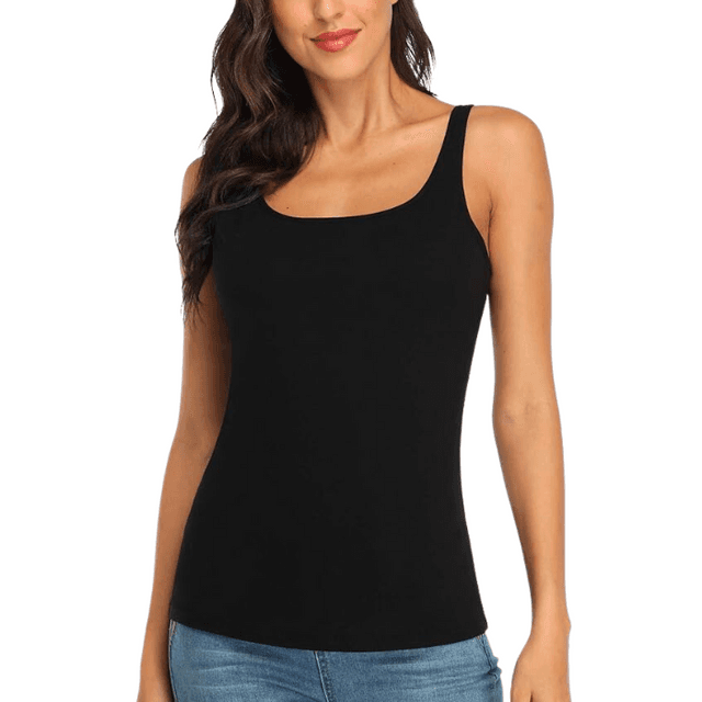 Attraco Women's Ribbed Cami Crop Tops Cropped Camisole with Built in Bra  Tank Top