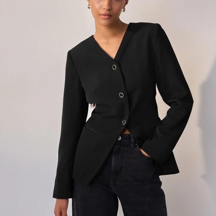 Next Collarless V-Neck Blazer