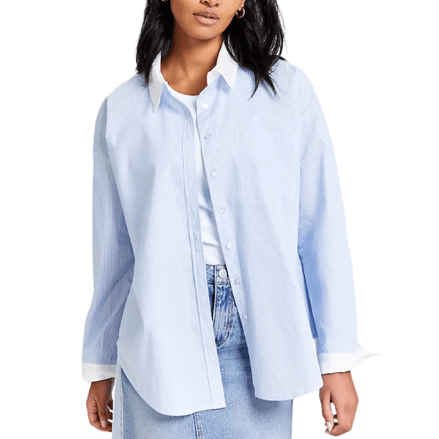 Macy's And Now This Women's Cotton Button-Front Long-Sleeve Shirt