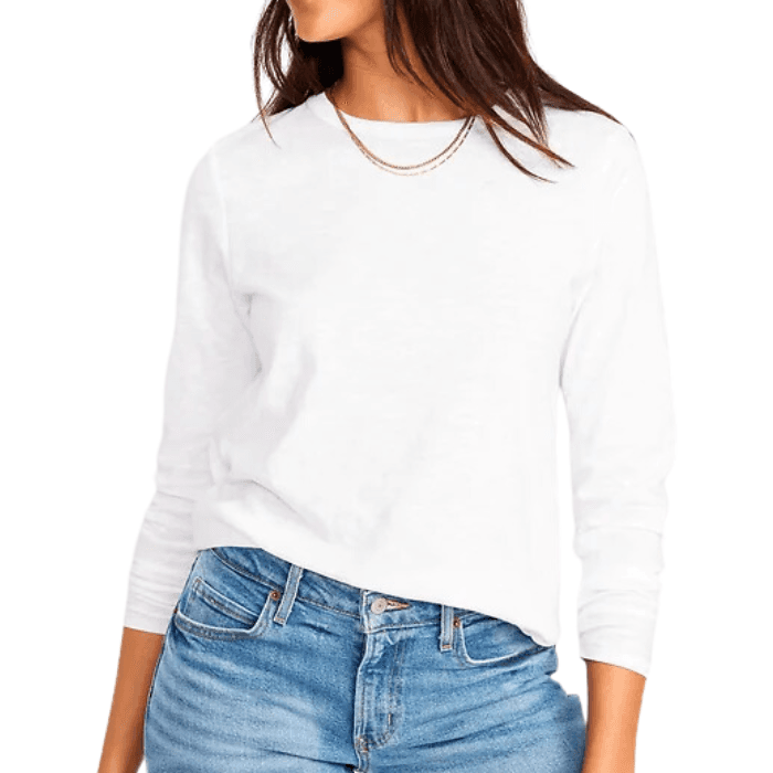 WOMEN'S SMOOTH STRETCH COTTON CREW NECK LONG SLEEVE T-SHIRT