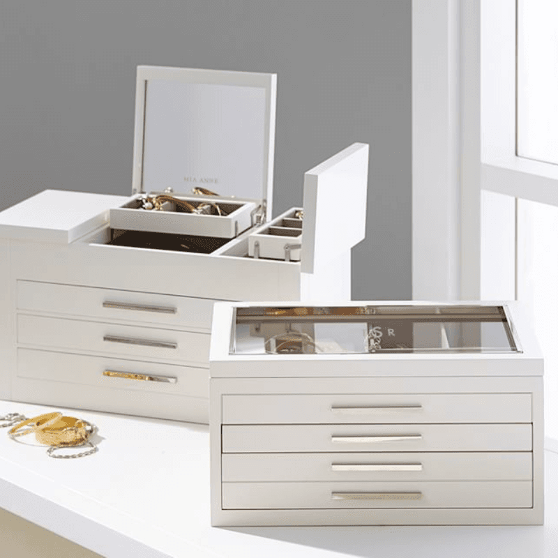 Frebeauty Acrylic Jewelry Box 4 Drawers,Clear Jewelry Organizer