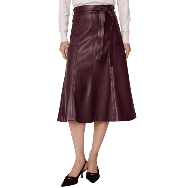 Ann Taylor Belted Faux Leather Skirt