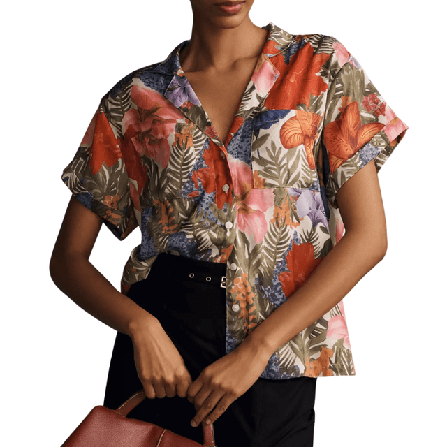 by Anthropologie The Brenna Short-Sleeve Buttondown Shirt