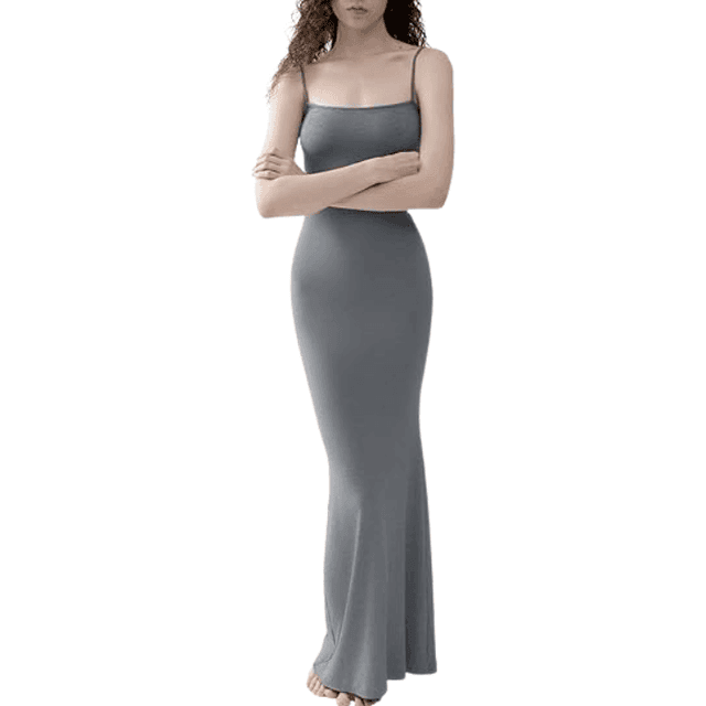 PUMIEY Soft Lounge Long Slip Dress