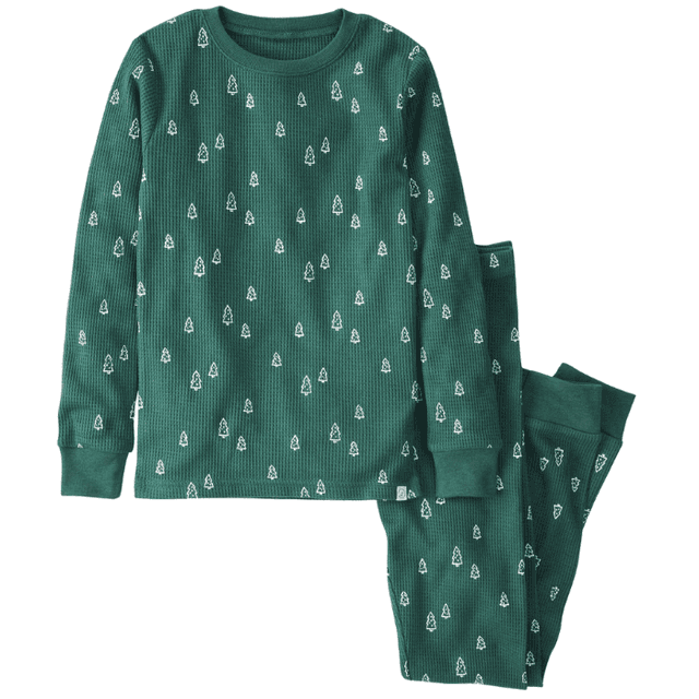Little Planet Adult Christmas Tree Print Waffle Knit Pajamas Made with Organic Cotton