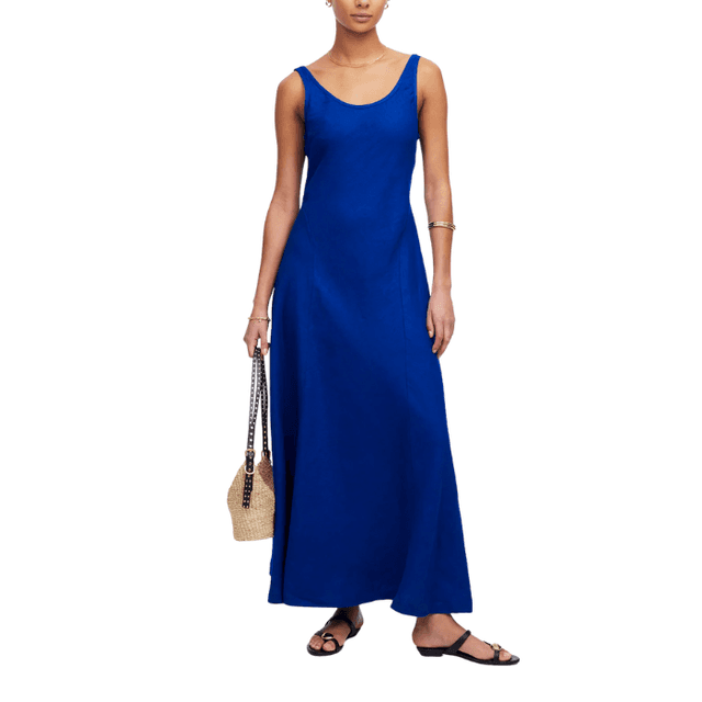Scoopneck Sleeveless Midi Dress in 100% Linen