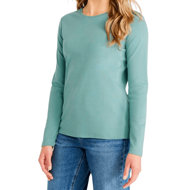 Lands' End Women's Tall Cotton Rib Long Sleeve Crewneck T-Shirt, Size: Tall Small, Brown