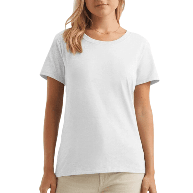 Ladies white round neck t shirt sales