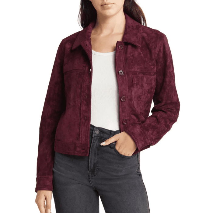 BLANKNYC Drape Front Faux Suede Jacket, Nordstrom