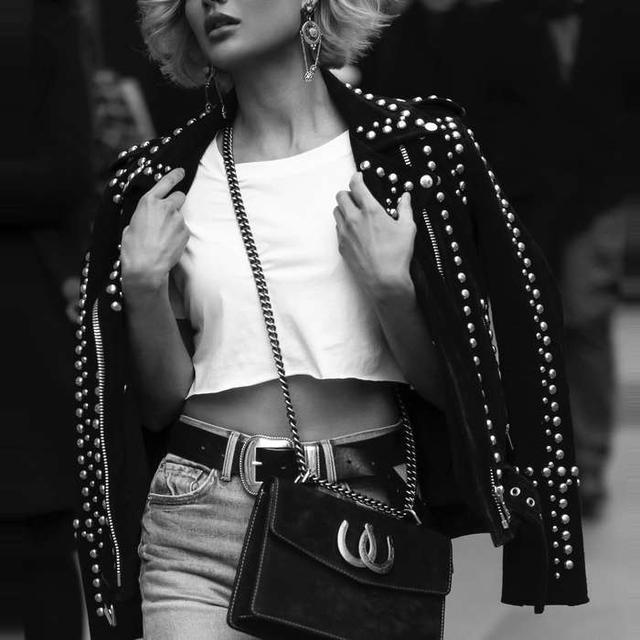 Understated Leather Studded Easy Rider Jacket