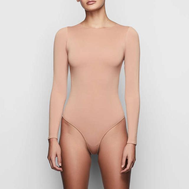Skims Essential Crew Neck Long Sleeve Bodysuit