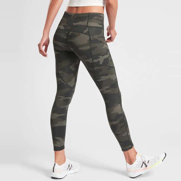 Full Length Green Camouflage Print Active Leggings with Pocket Detail - Its  All Leggings
