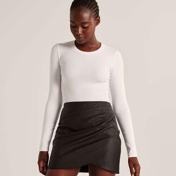 Tiered Snap Button Leather Skirt - Ready to Wear