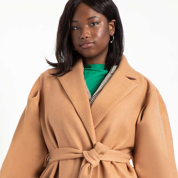 Women's Wool-Blend Belted Blanket Coat, Women's Clearance