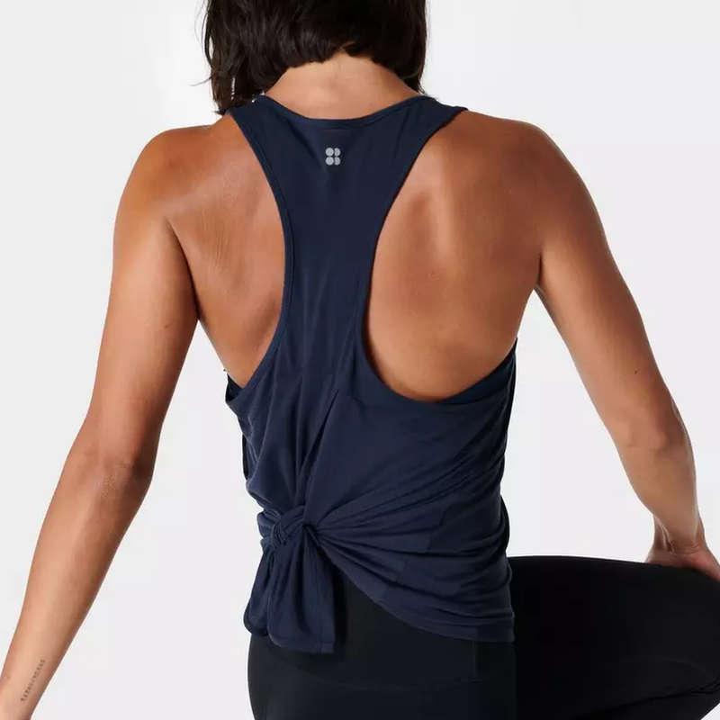 Breathable Gym T-shirt Cotton Sports Wear Open Back Workout Tops