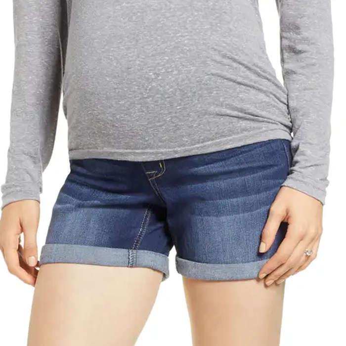 New* Isabel Maternity by Ingrid & Isabel Maternity Over Belly Midi Maternity  Jean Shorts - Motherhood Closet - Maternity Consignment