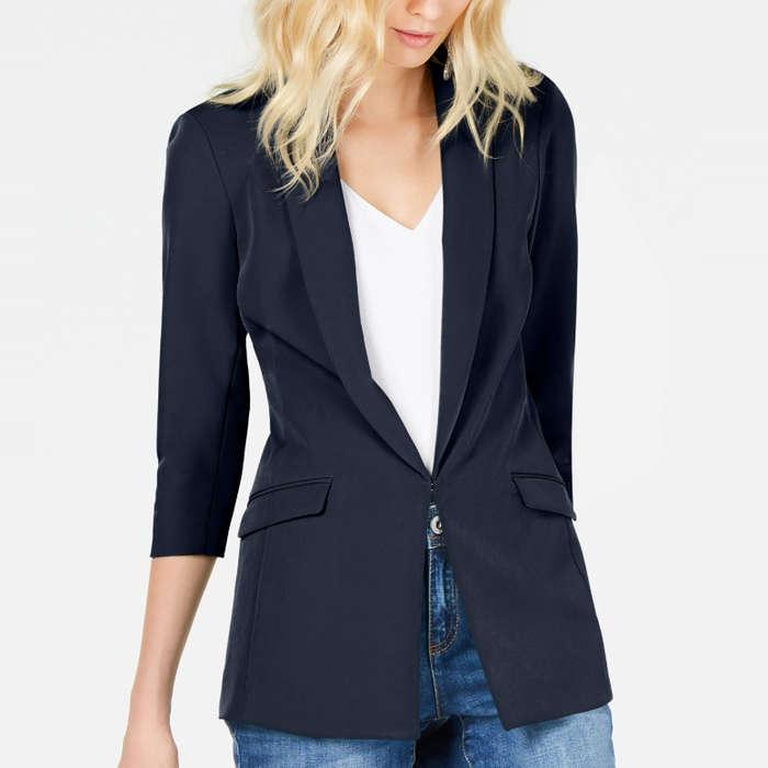 Navy Striped Knit Blazer – The Nines