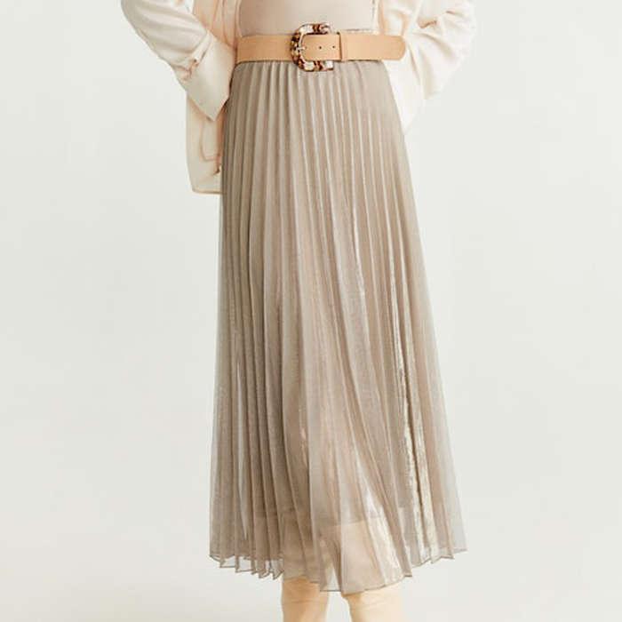 Mango Pleated Midi Skirt
