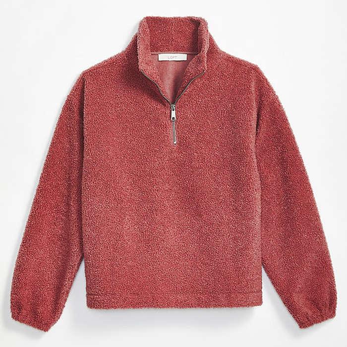 Loft Sherpa Zip Sweatshirt