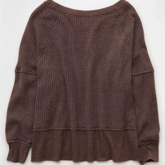 AE Big Hug Off-The-Shoulder Waffle Sweatshirt