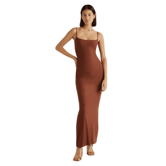 Quince Tencel Rib Knit Maxi Slip Dress