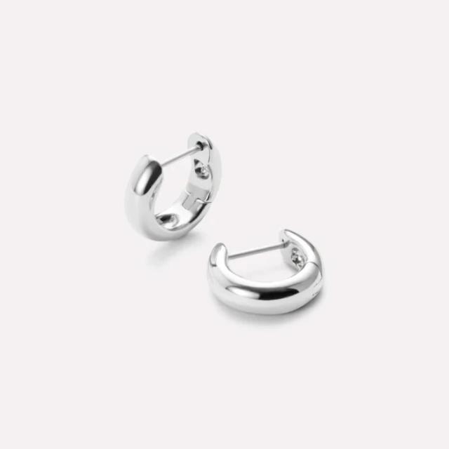 Bold Huggie Hoops - Giulia Silver