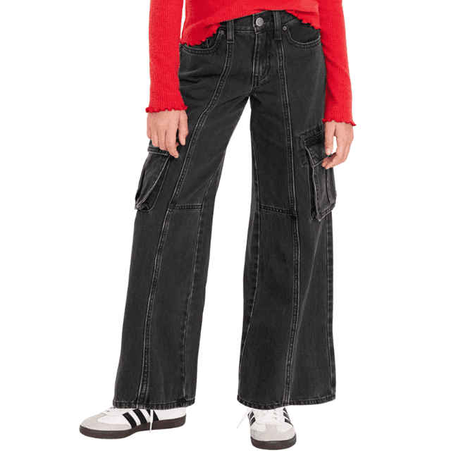 High-Waisted Super Baggy Wide-Leg Cargo Jeans for Girls
