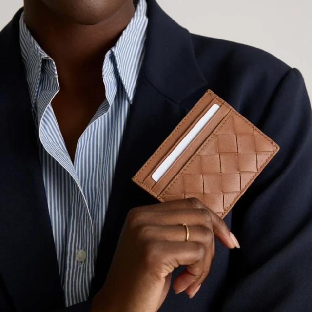 Italian Handwoven Leather Small Card Case