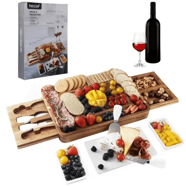 Hecef Charcuterie Board Set, Large Acacia Wood Charcuterie Board