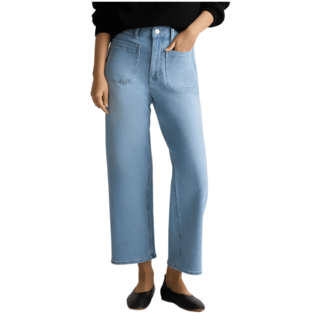Quince Bella Stretch Patch Pocket Wide Leg Jeans
