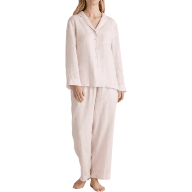 Quince 100% European Linen Long Sleeve Pajama Set With Piping