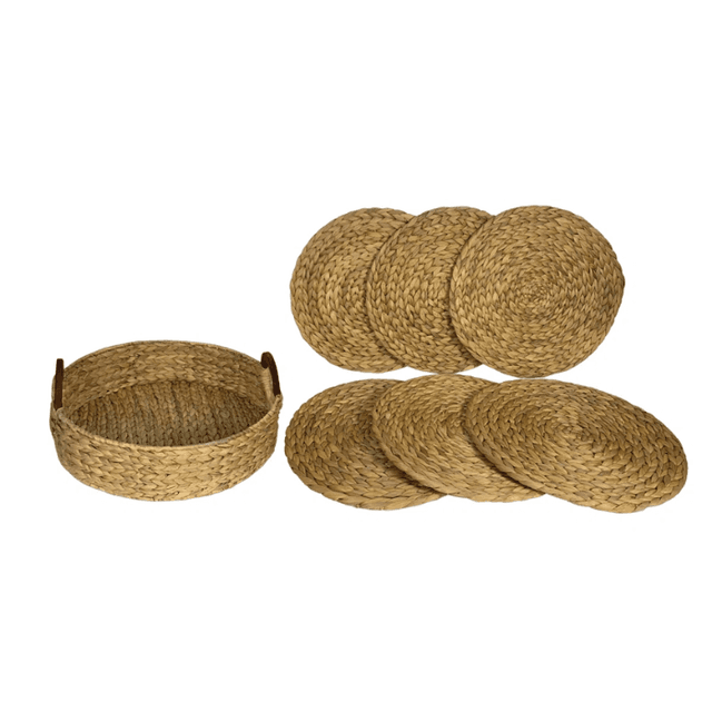 Bayou Breeze Stainbrook 6pcs Round Hyacinth Placemats With Holder