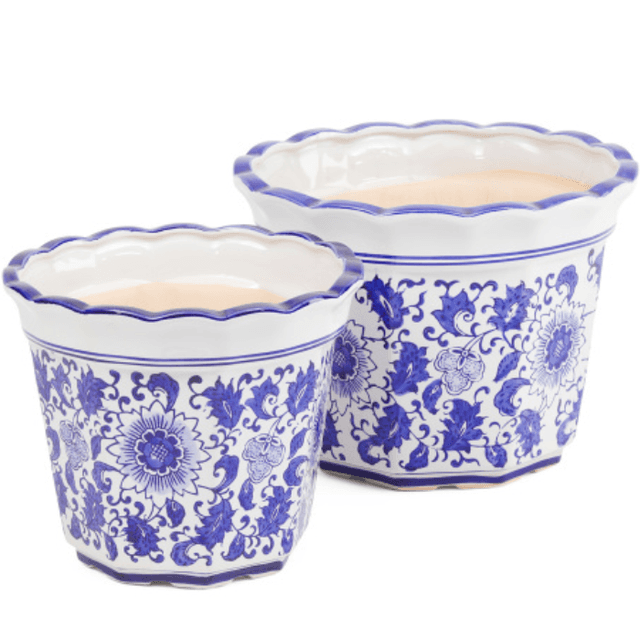 SAGEBROOK HOME 2pc Chinoiserie Indoor Planters